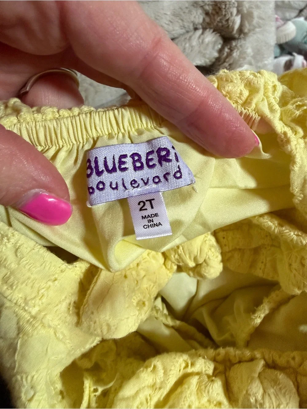Blueberi Boulevard Yellow Eyelet Dress with Elastic Waist